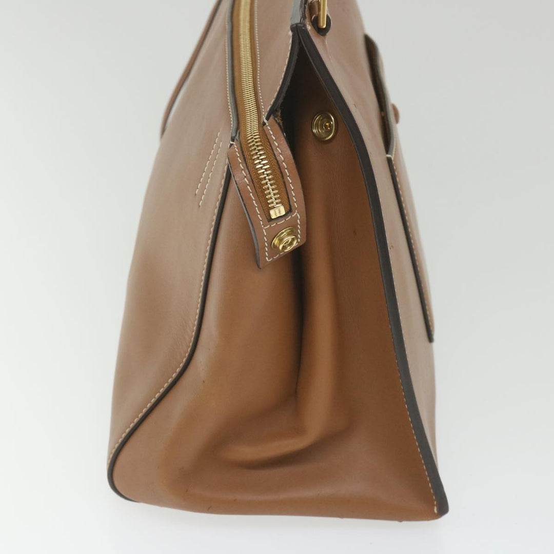 Celine Edge Hand Bag Leather Brown  10092