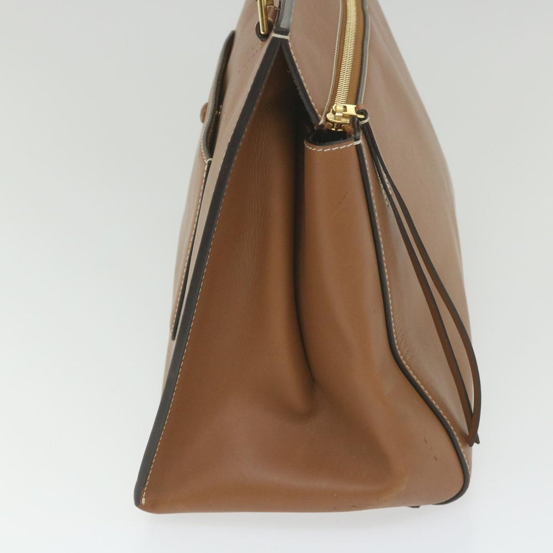 Celine Edge Hand Bag Leather Brown  10092