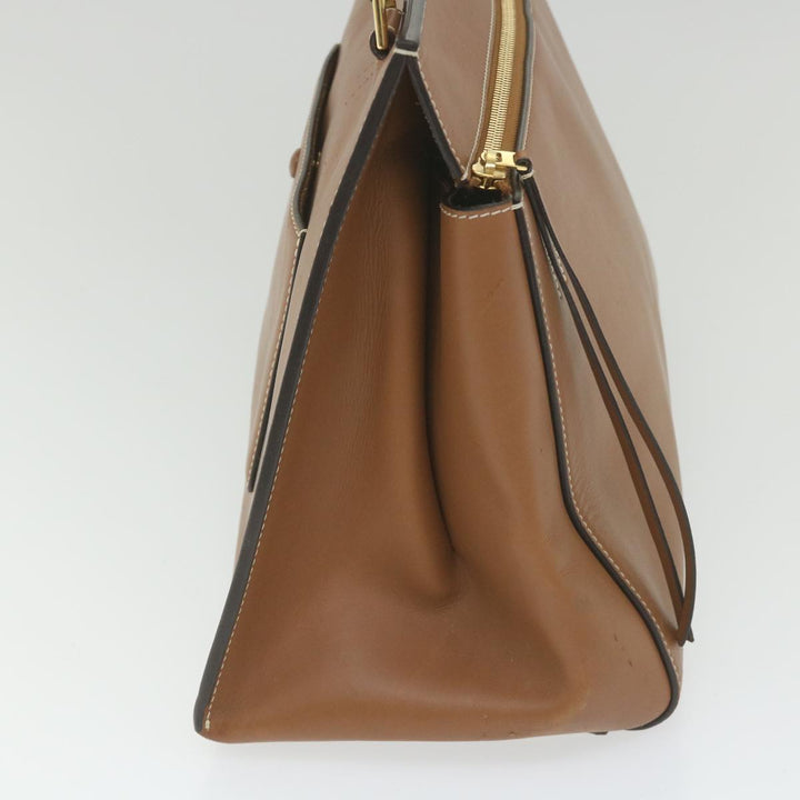 Celine Edge Hand Bag Leather Brown  10092