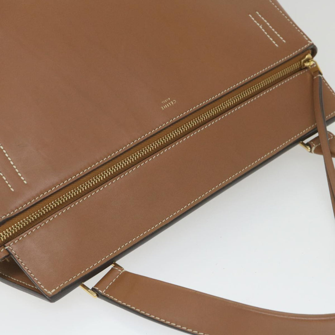 Celine Edge Hand Bag Leather Brown  10092