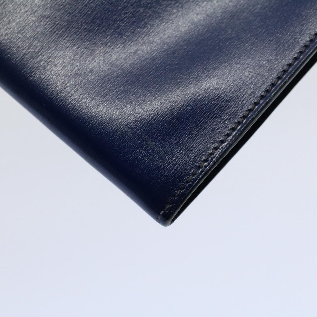Premium Handmade Hermes Clutch Bag Leather Blue Auth bs10101