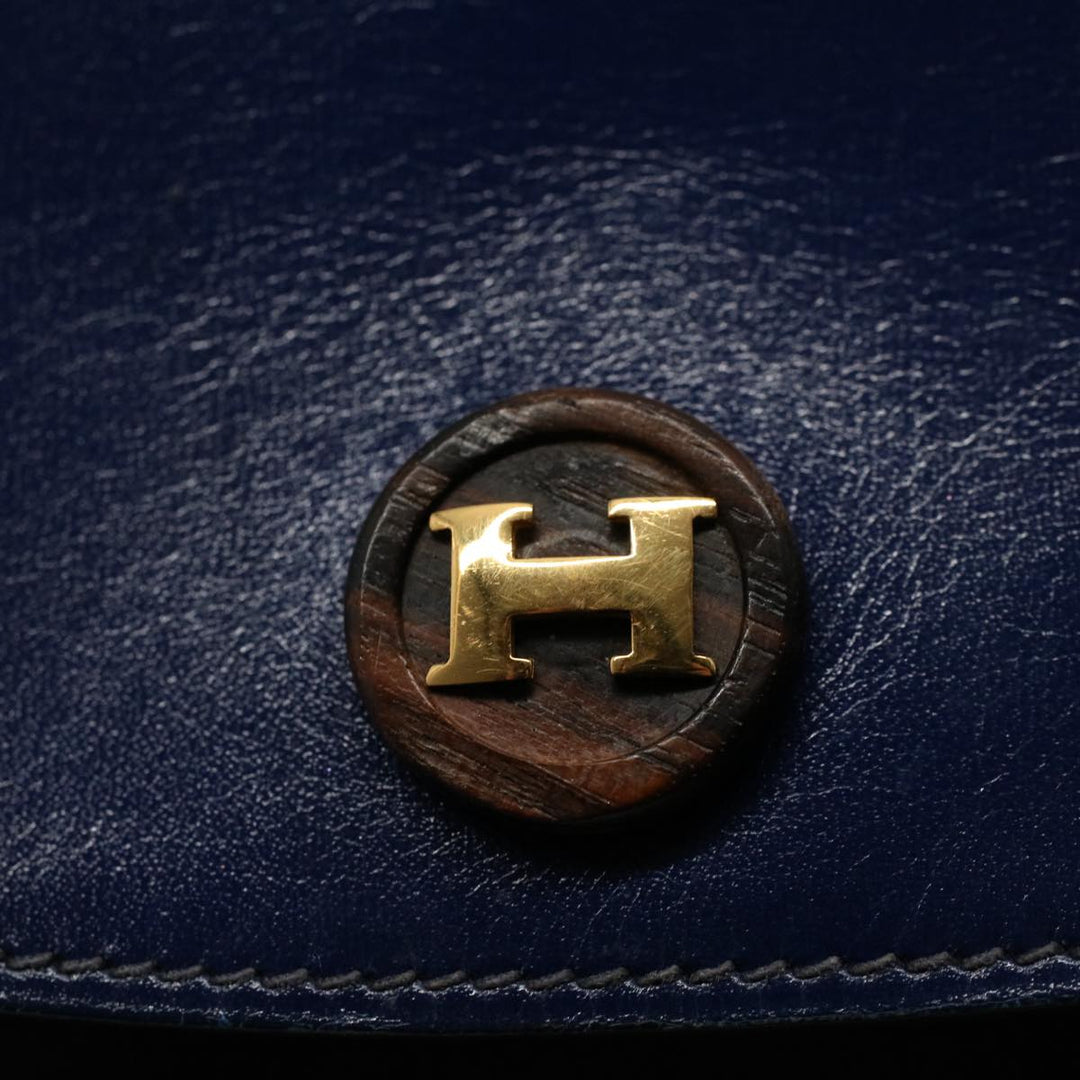 Premium Handmade Hermes Clutch Bag Leather Blue Auth bs10101