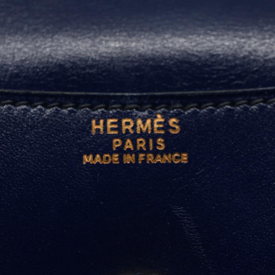 Premium Handmade Hermes Clutch Bag Leather Blue Auth bs10101