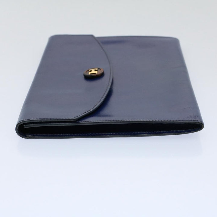 Premium Handmade Hermes Clutch Bag Leather Blue Auth bs10101