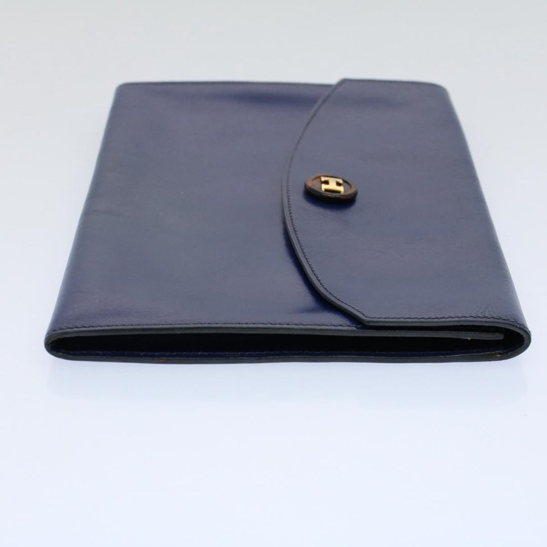 Premium Handmade Hermes Clutch Bag Leather Blue Auth bs10101