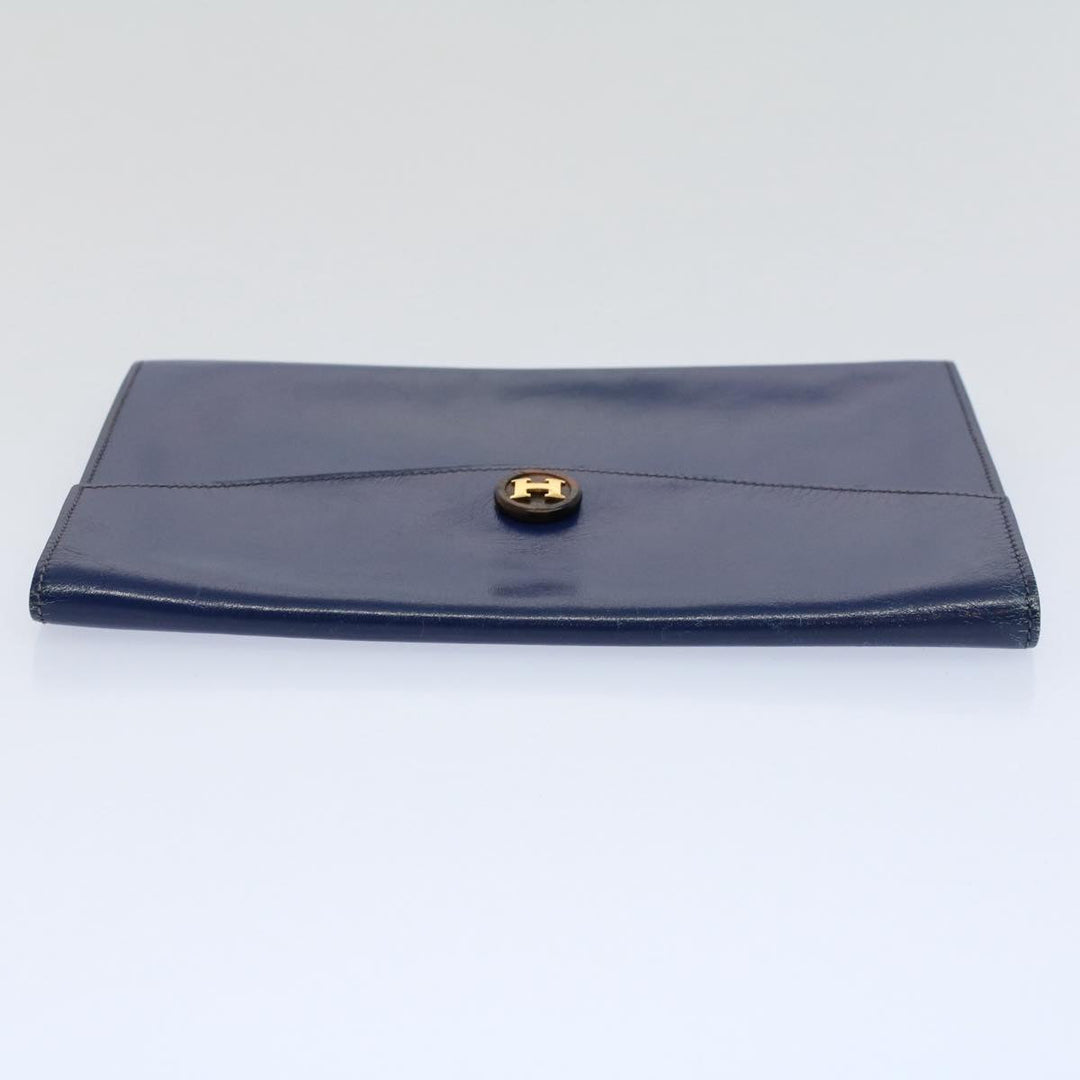 Premium Handmade Hermes Clutch Bag Leather Blue Auth bs10101