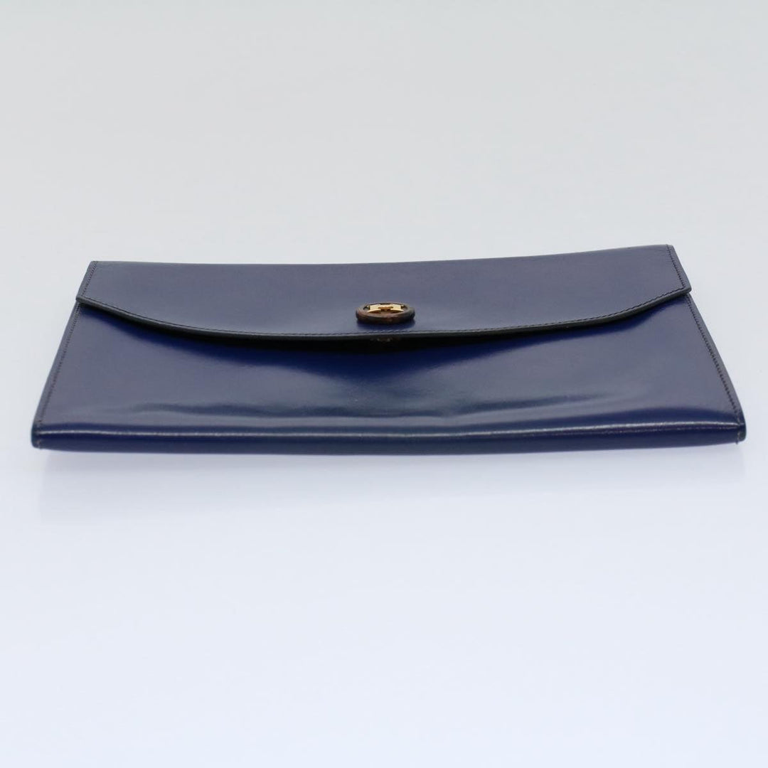 Premium Handmade Hermes Clutch Bag Leather Blue Auth bs10101