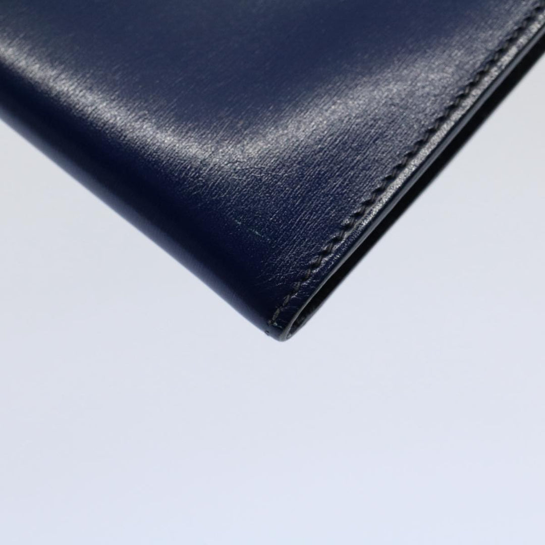 Premium Handmade Hermes Clutch Bag Leather Blue Auth bs10101