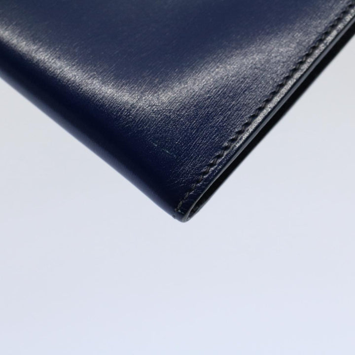 Premium Handmade Hermes Clutch Bag Leather Blue Auth bs10101