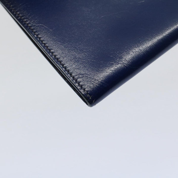 Premium Handmade Hermes Clutch Bag Leather Blue Auth bs10101