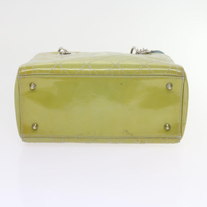 CHRISTIAN Top quality Dior Canage Hand Bag Patent leather 2way Green Auth bs10107