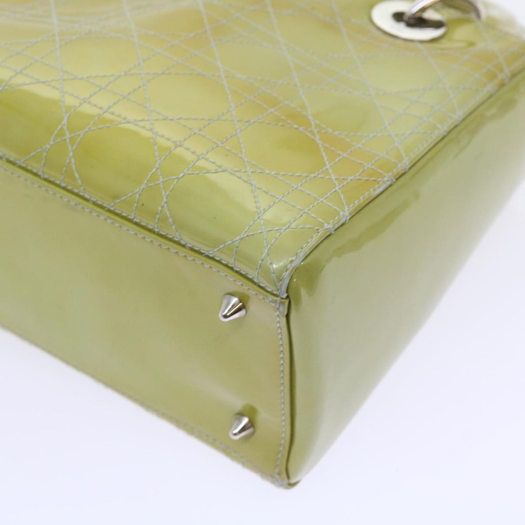 CHRISTIAN Top quality Dior Canage Hand Bag Patent leather 2way Green Auth bs10107