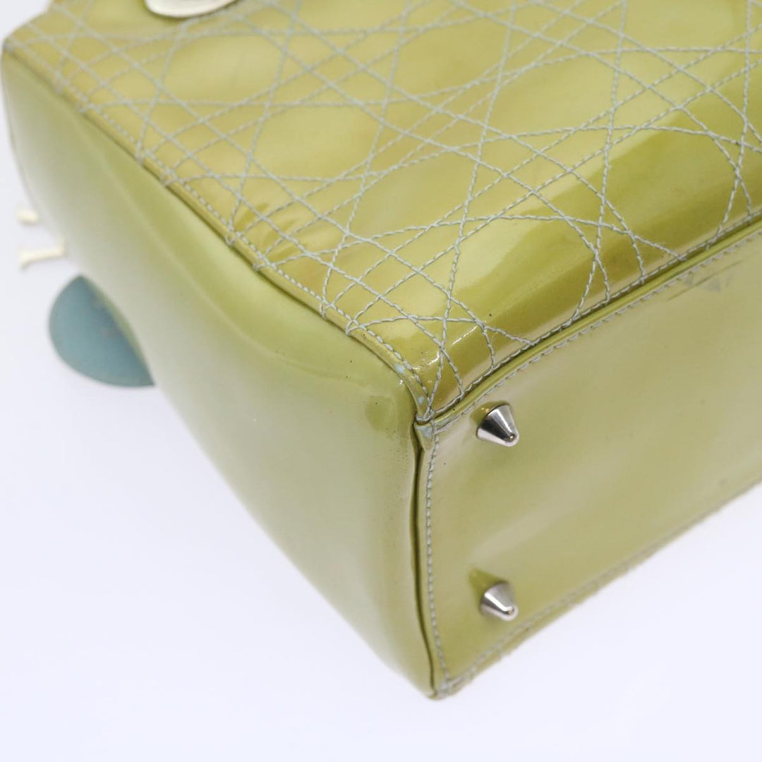 CHRISTIAN Top quality Dior Canage Hand Bag Patent leather 2way Green Auth bs10107