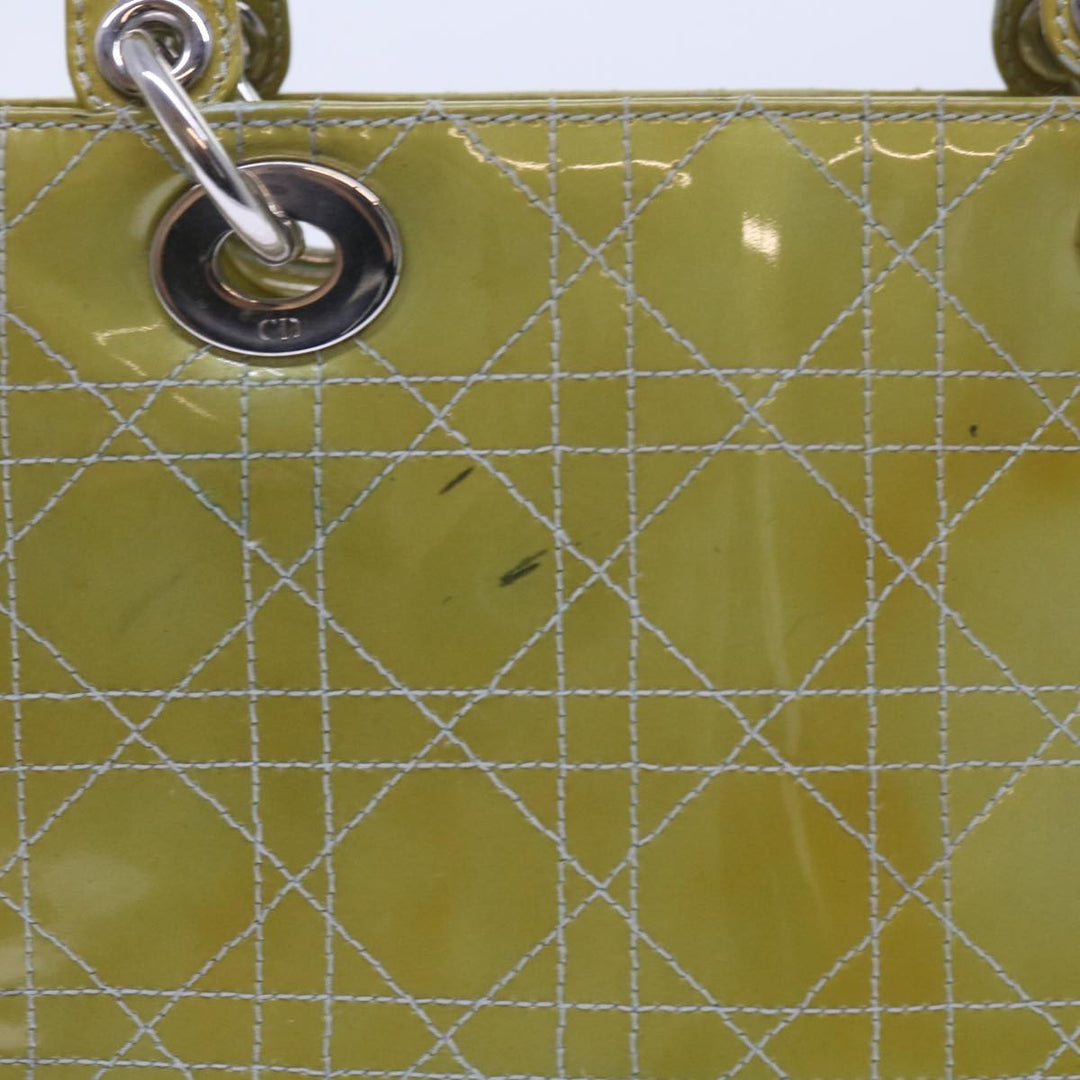 CHRISTIAN Top quality Dior Canage Hand Bag Patent leather 2way Green Auth bs10107