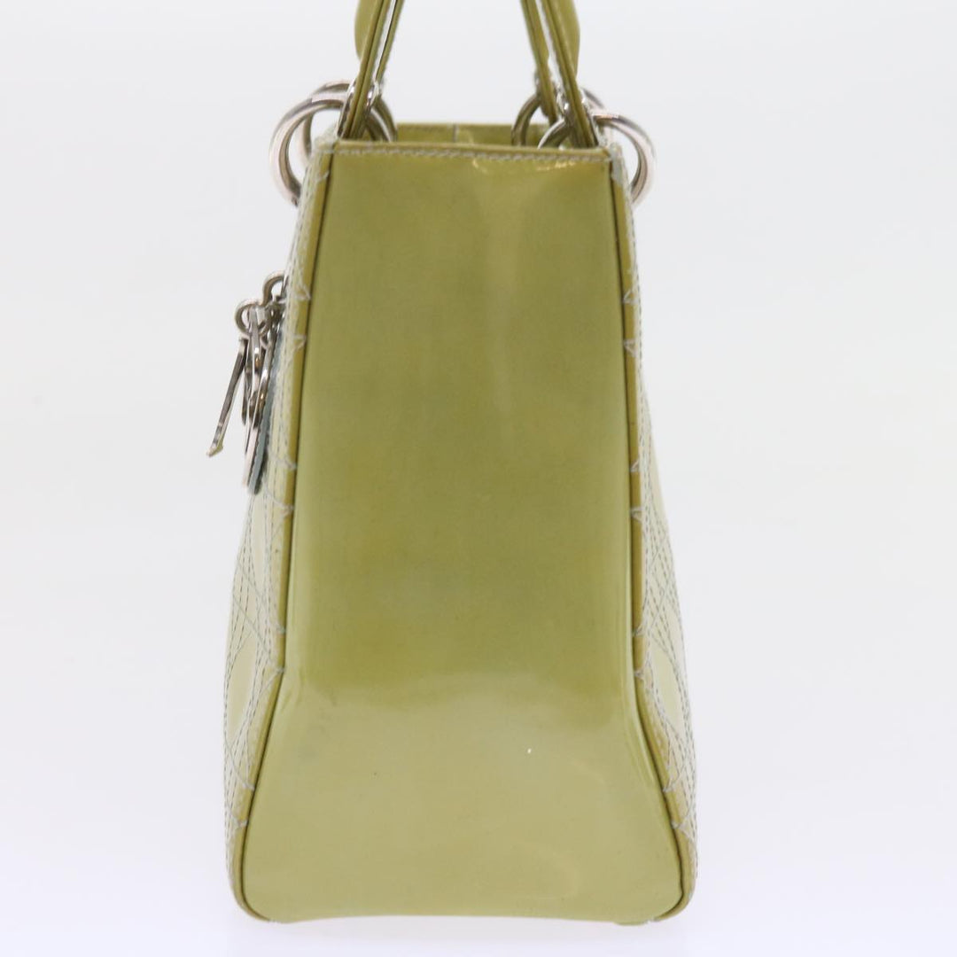 CHRISTIAN Top quality Dior Canage Hand Bag Patent leather 2way Green Auth bs10107