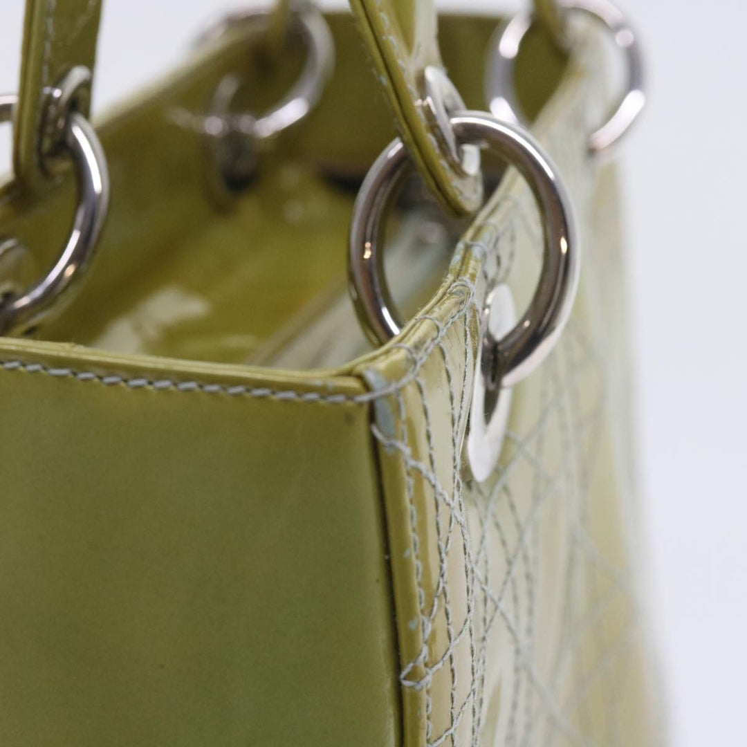 CHRISTIAN Top quality Dior Canage Hand Bag Patent leather 2way Green Auth bs10107