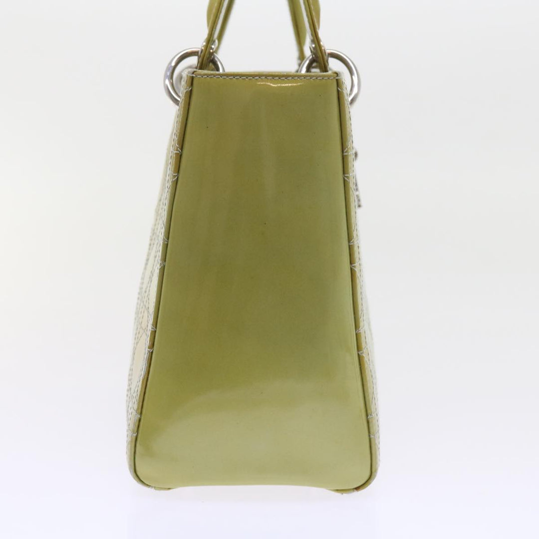 CHRISTIAN Top quality Dior Canage Hand Bag Patent leather 2way Green Auth bs10107