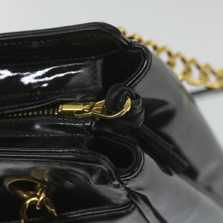 Chanel Chain Shoulder Bag Patent leather Black CC Auth bs10115