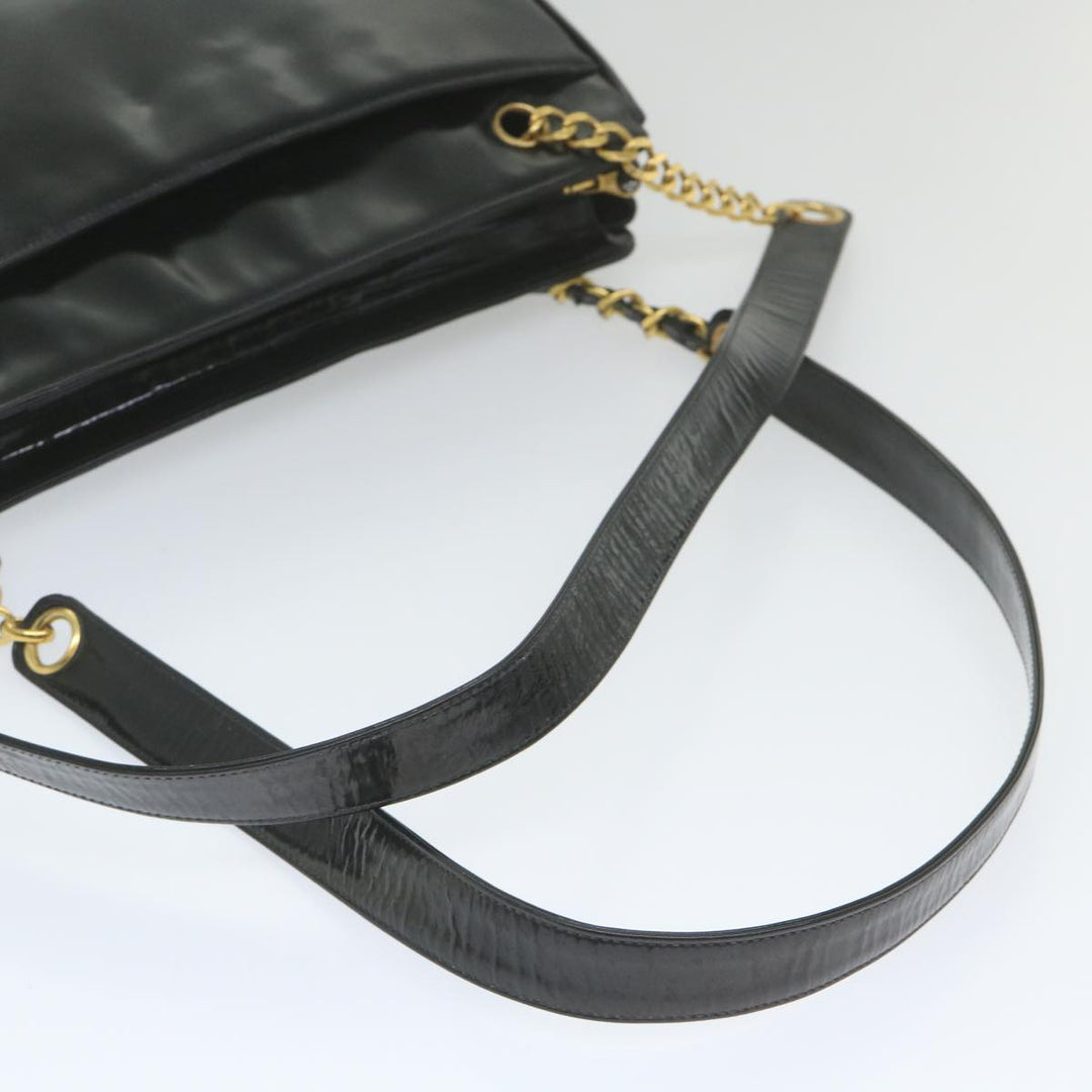 Chanel Chain Shoulder Bag Patent leather Black CC Auth bs10115