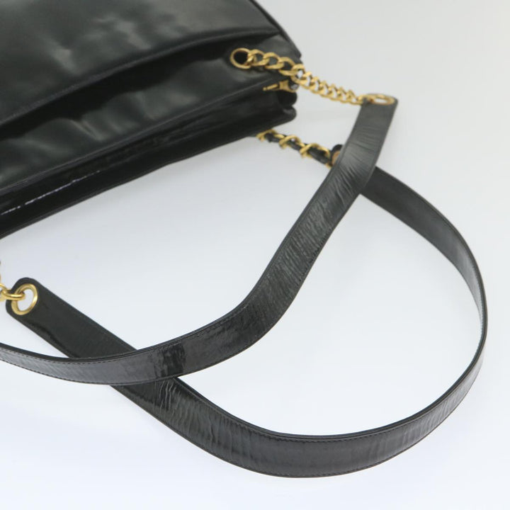 Chanel Chain Shoulder Bag Patent leather Black CC Auth bs10115