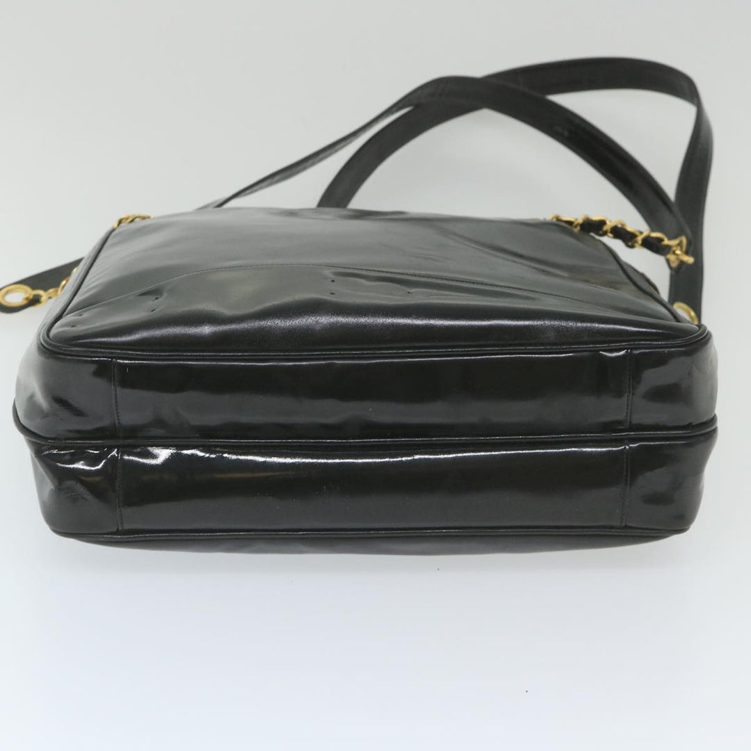 Chanel Chain Shoulder Bag Patent leather Black CC Auth bs10115