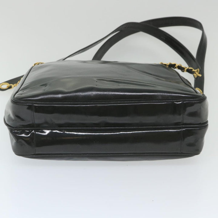 Chanel Chain Shoulder Bag Patent leather Black CC Auth bs10115