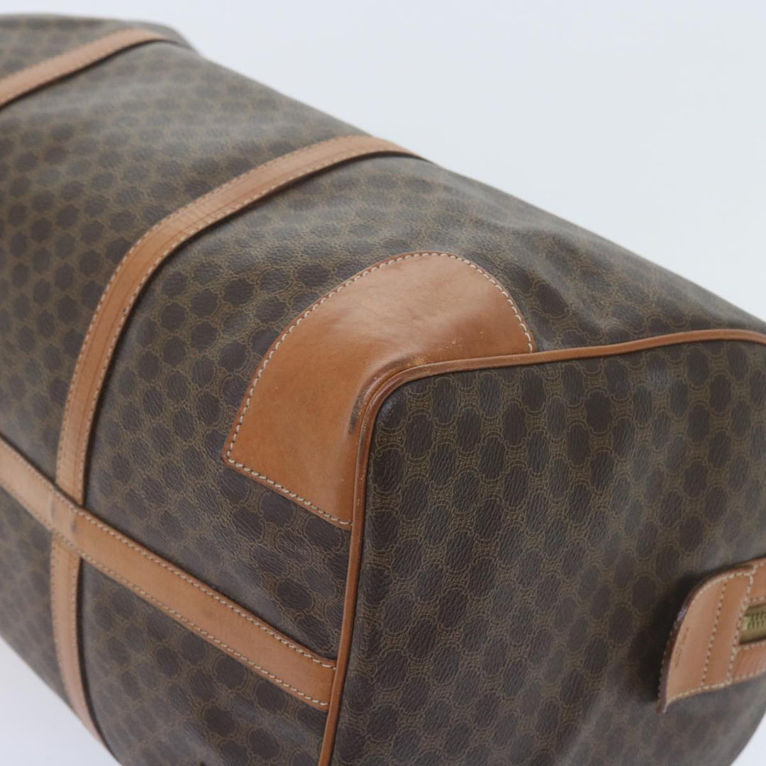 Celine Macadam Canvas Boston Bag PVC Leather Brown  10153