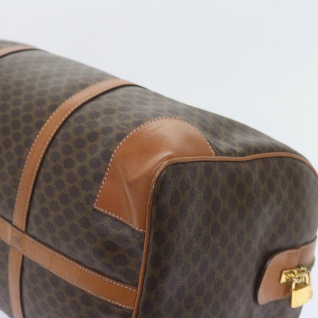 Celine Macadam Canvas Boston Bag PVC Leather Brown  10153