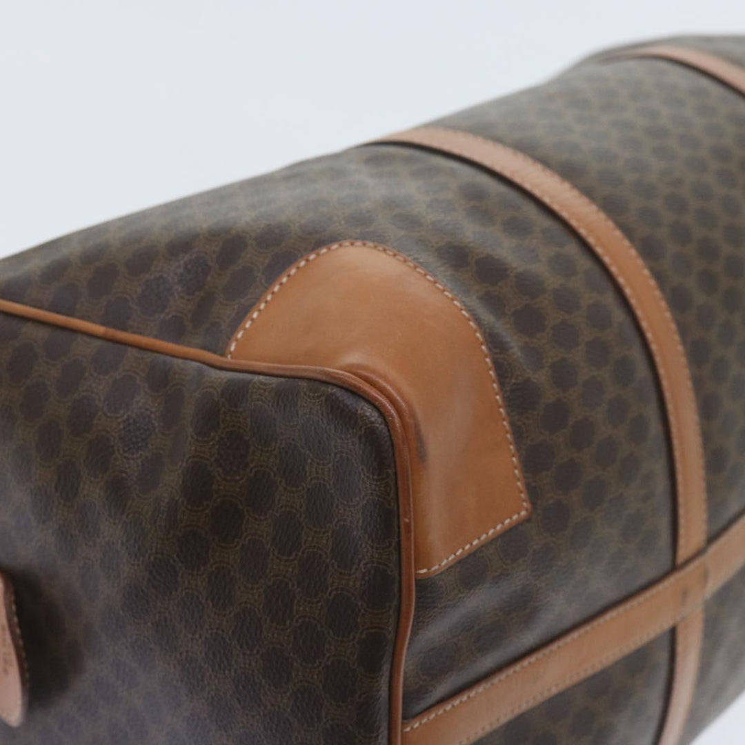 Celine Macadam Canvas Boston Bag PVC Leather Brown  10153