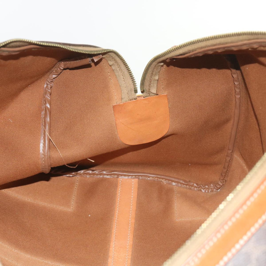 Celine Macadam Canvas Boston Bag PVC Leather Brown  10153