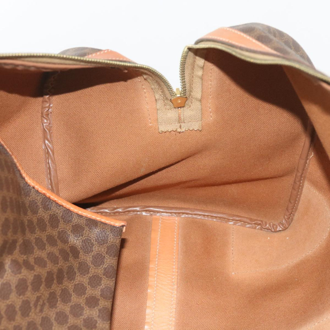 Celine Macadam Canvas Boston Bag PVC Leather Brown  10153