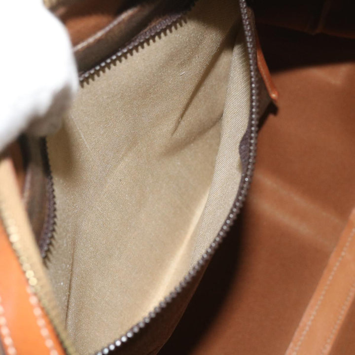 Celine Macadam Canvas Boston Bag PVC Leather Brown  10153