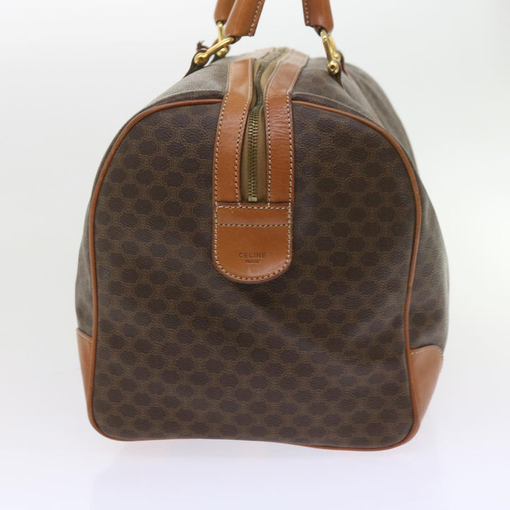 Celine Macadam Canvas Boston Bag PVC Leather Brown  10153