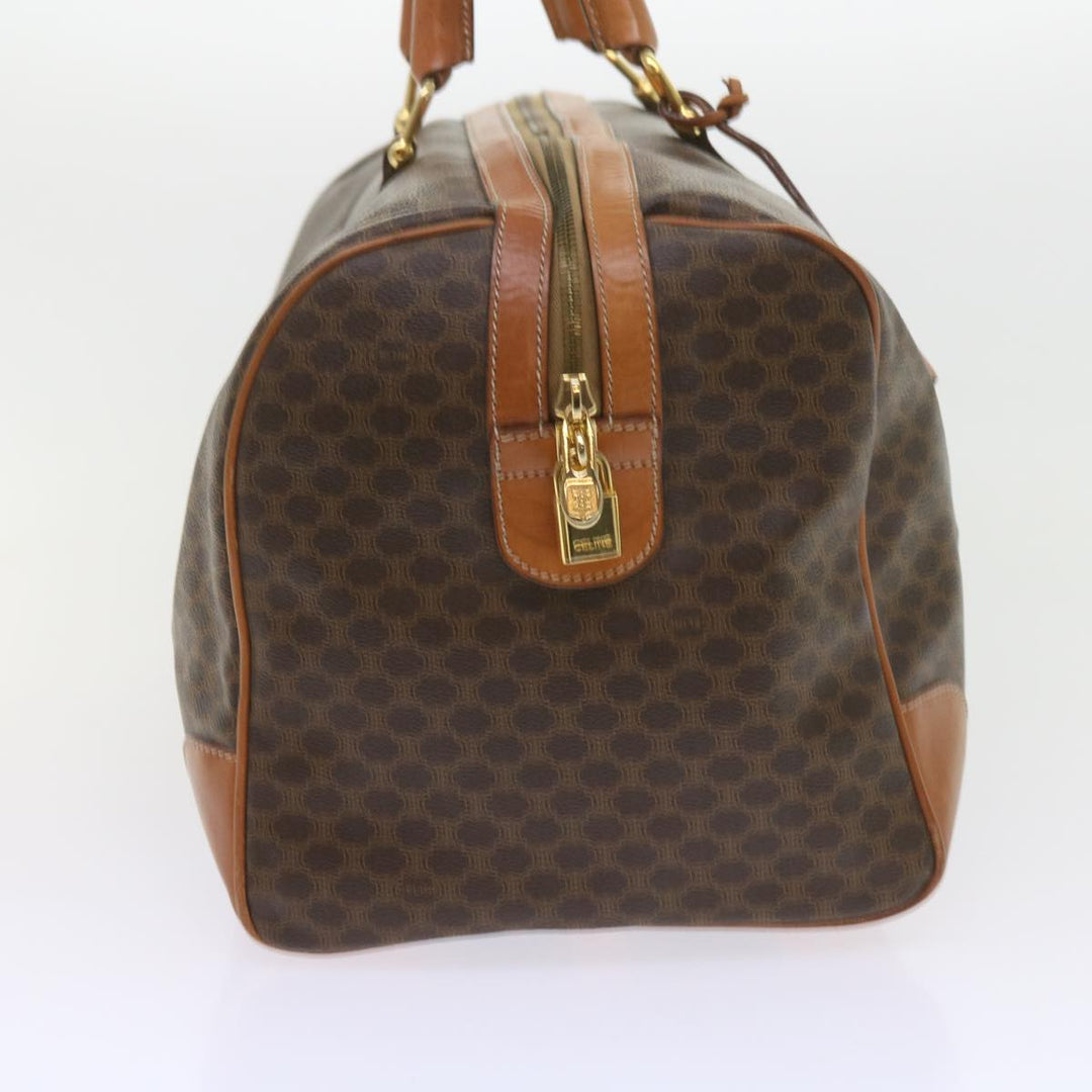 Celine Macadam Canvas Boston Bag PVC Leather Brown  10153