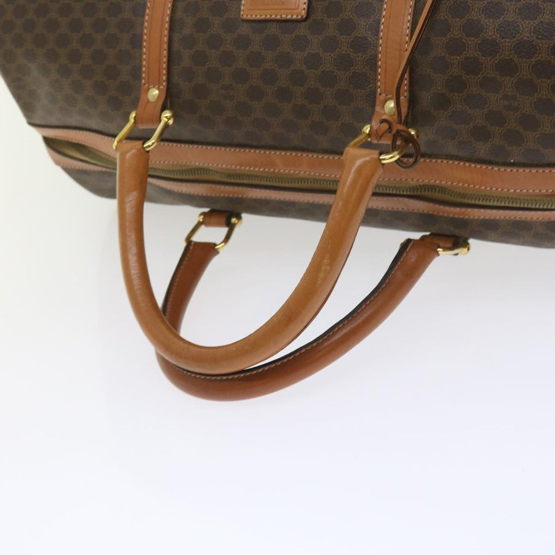 Celine Macadam Canvas Boston Bag PVC Leather Brown  10153