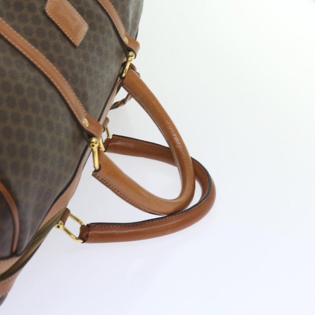 Celine Macadam Canvas Boston Bag PVC Leather Brown  10153