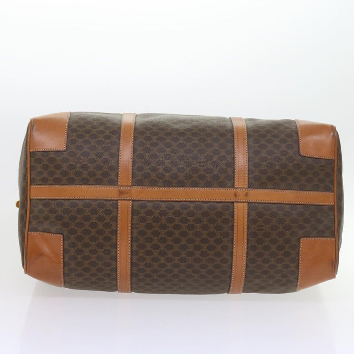 Celine Macadam Canvas Boston Bag PVC Leather Brown  10153