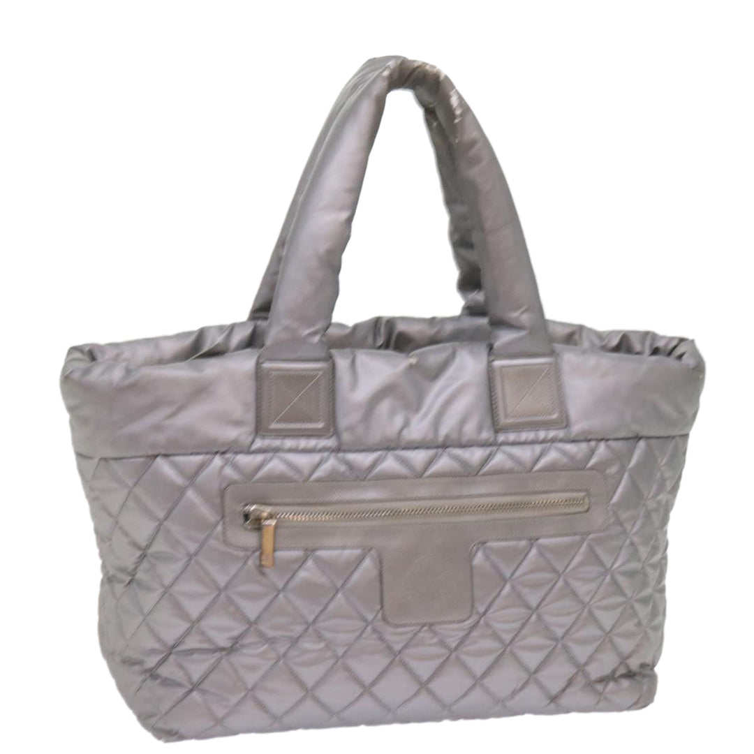 Chanel Cococoon Hand Bag Patent leather Silver CC Auth bs10169