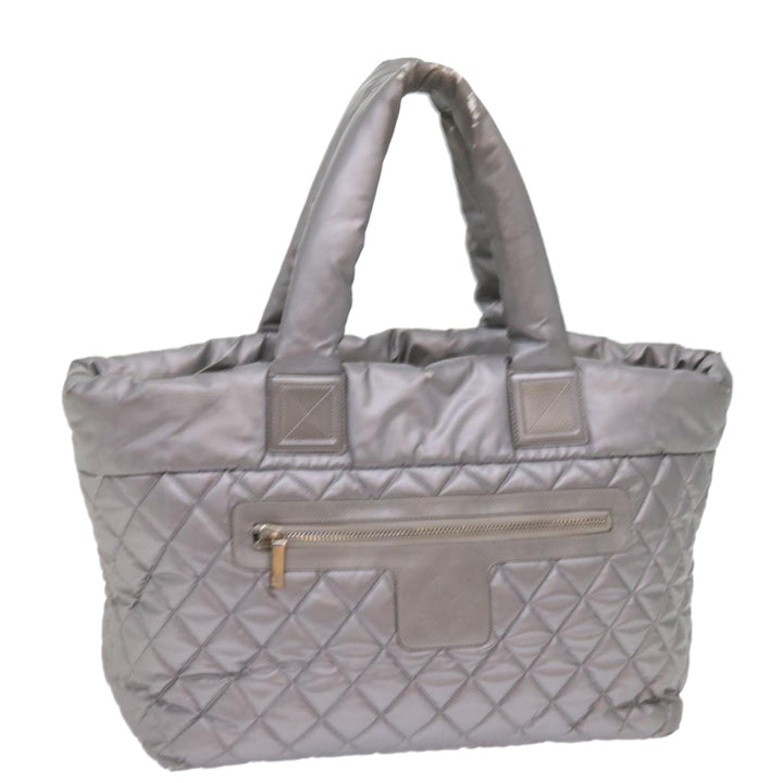 Chanel Cococoon Hand Bag Patent leather Silver CC Auth bs10169