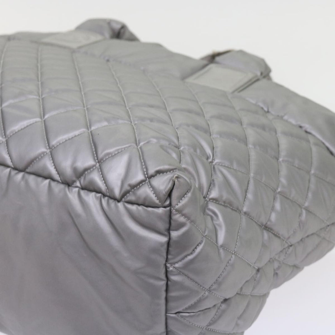 Chanel Cococoon Hand Bag Patent leather Silver CC Auth bs10169