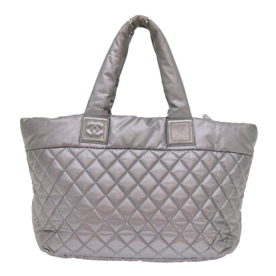 Chanel Cococoon Hand Bag Patent leather Silver CC Auth bs10169