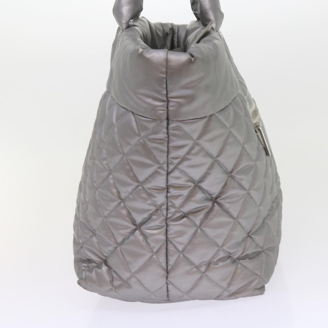 Chanel Cococoon Hand Bag Patent leather Silver CC Auth bs10169