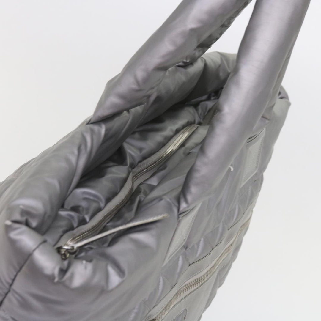Chanel Cococoon Hand Bag Patent leather Silver CC Auth bs10169
