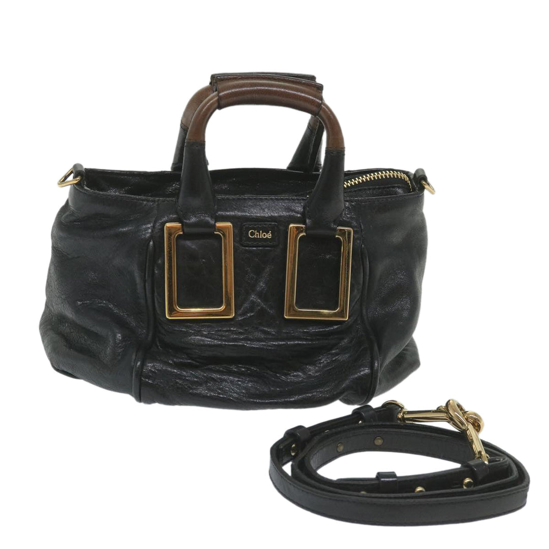 Chloe Etel Hand Bag Leather 2way Black 03-11-50 bs10193