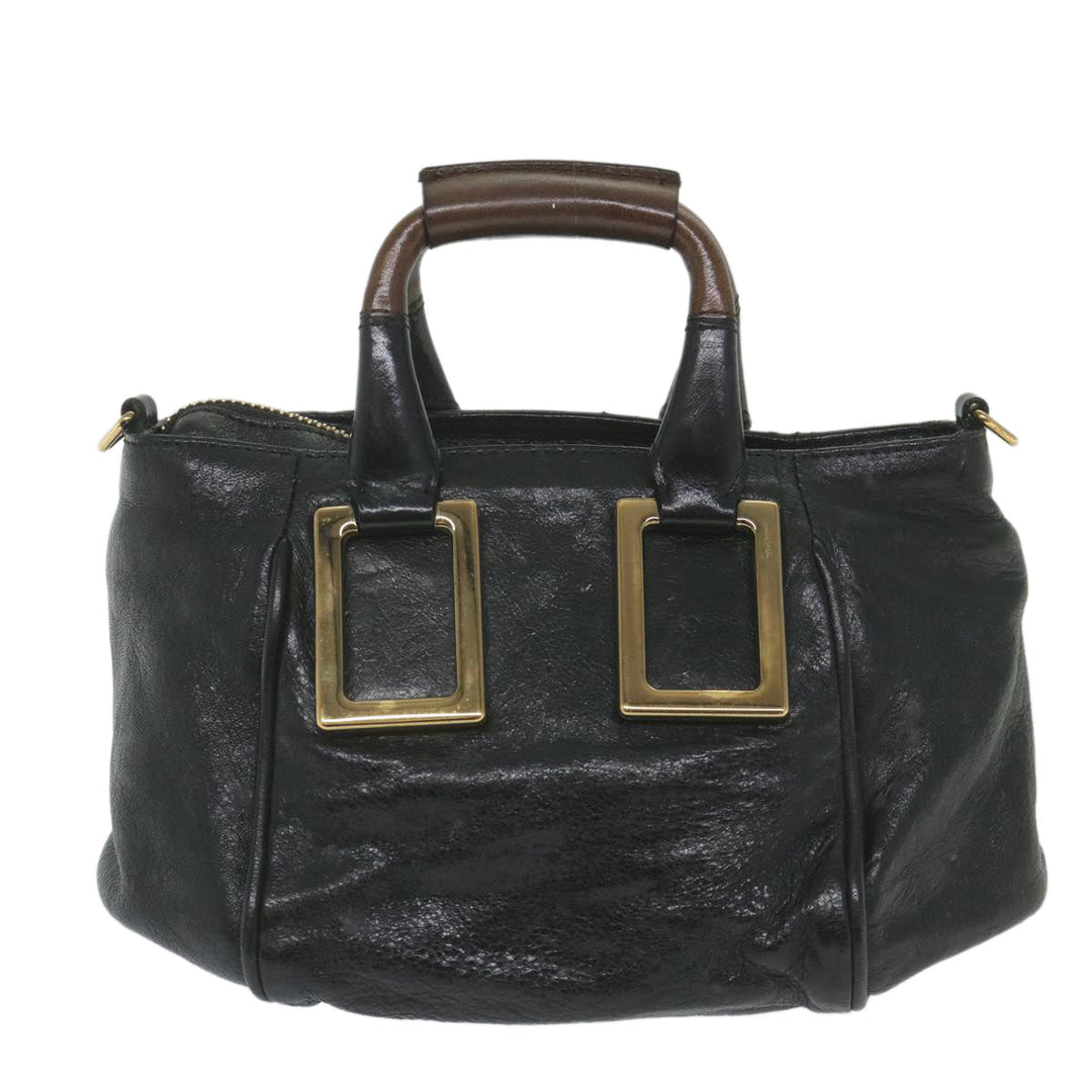 Chloe Etel Hand Bag Leather 2way Black 03-11-50 bs10193