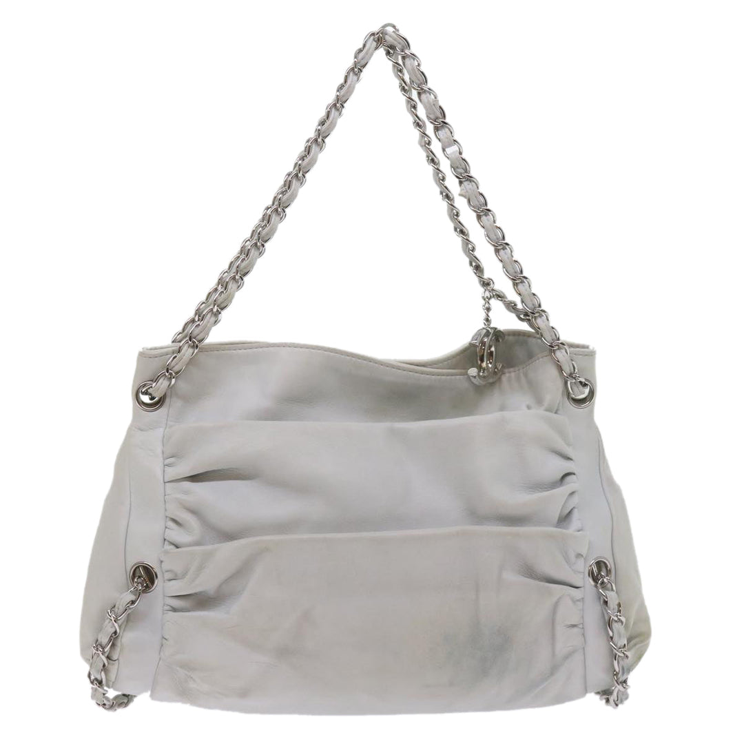 Top Quality Chanel Chain Shoulder Bag Leather White CC Auth bs10195