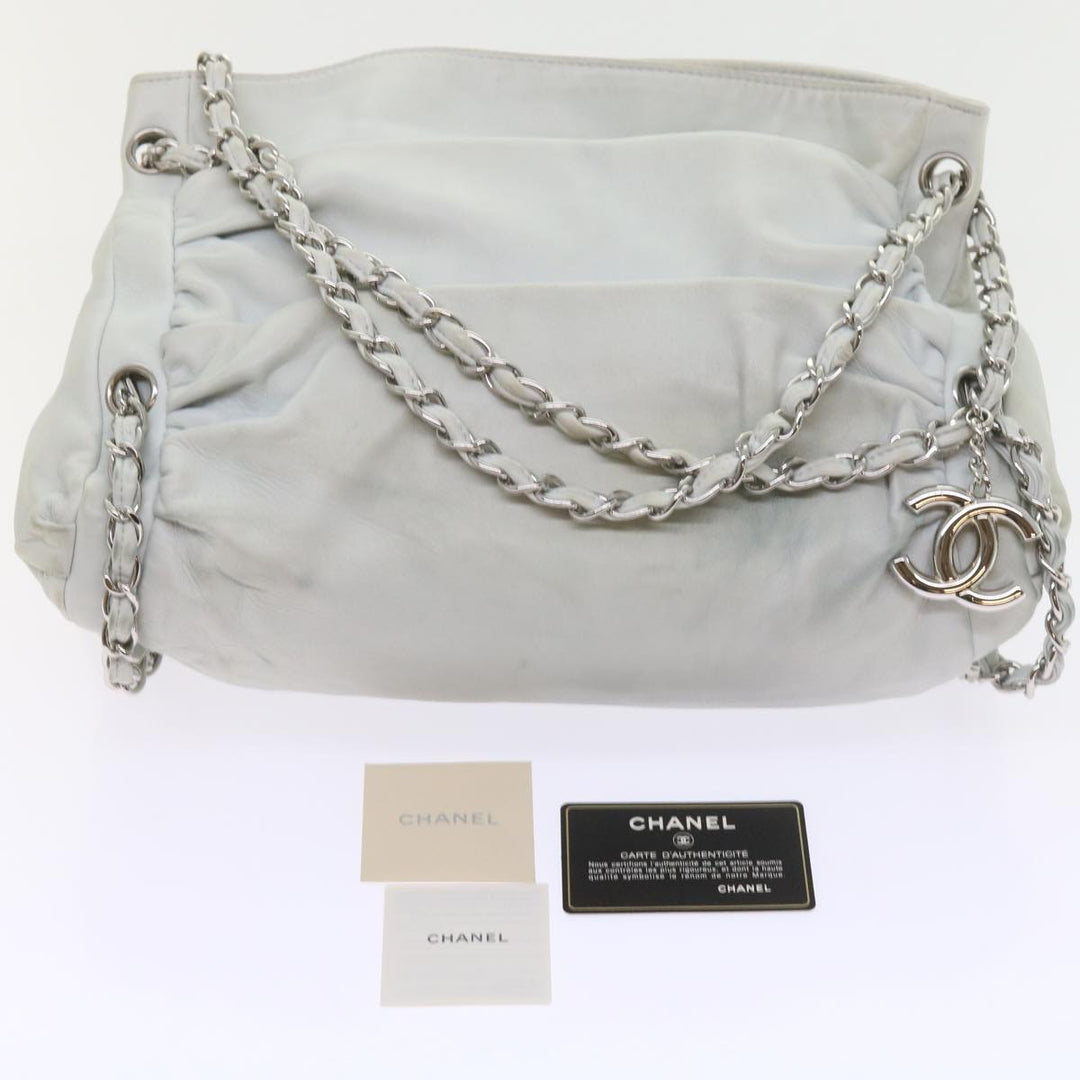 Top Quality Chanel Chain Shoulder Bag Leather White CC Auth bs10195