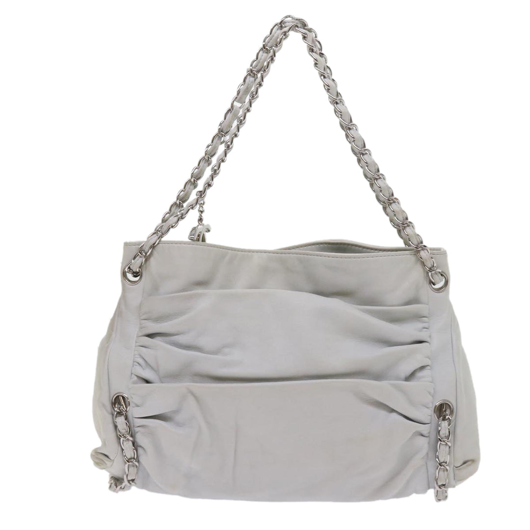 Top Quality Chanel Chain Shoulder Bag Leather White CC Auth bs10195