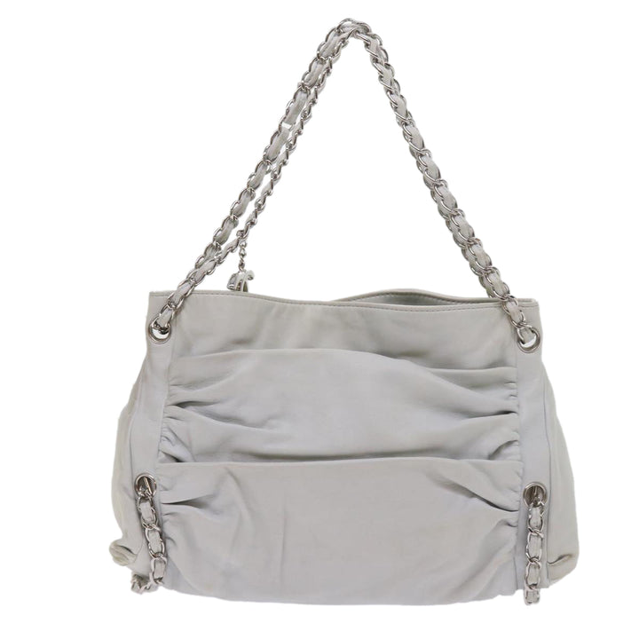 Top Quality Chanel Chain Shoulder Bag Leather White CC Auth bs10195