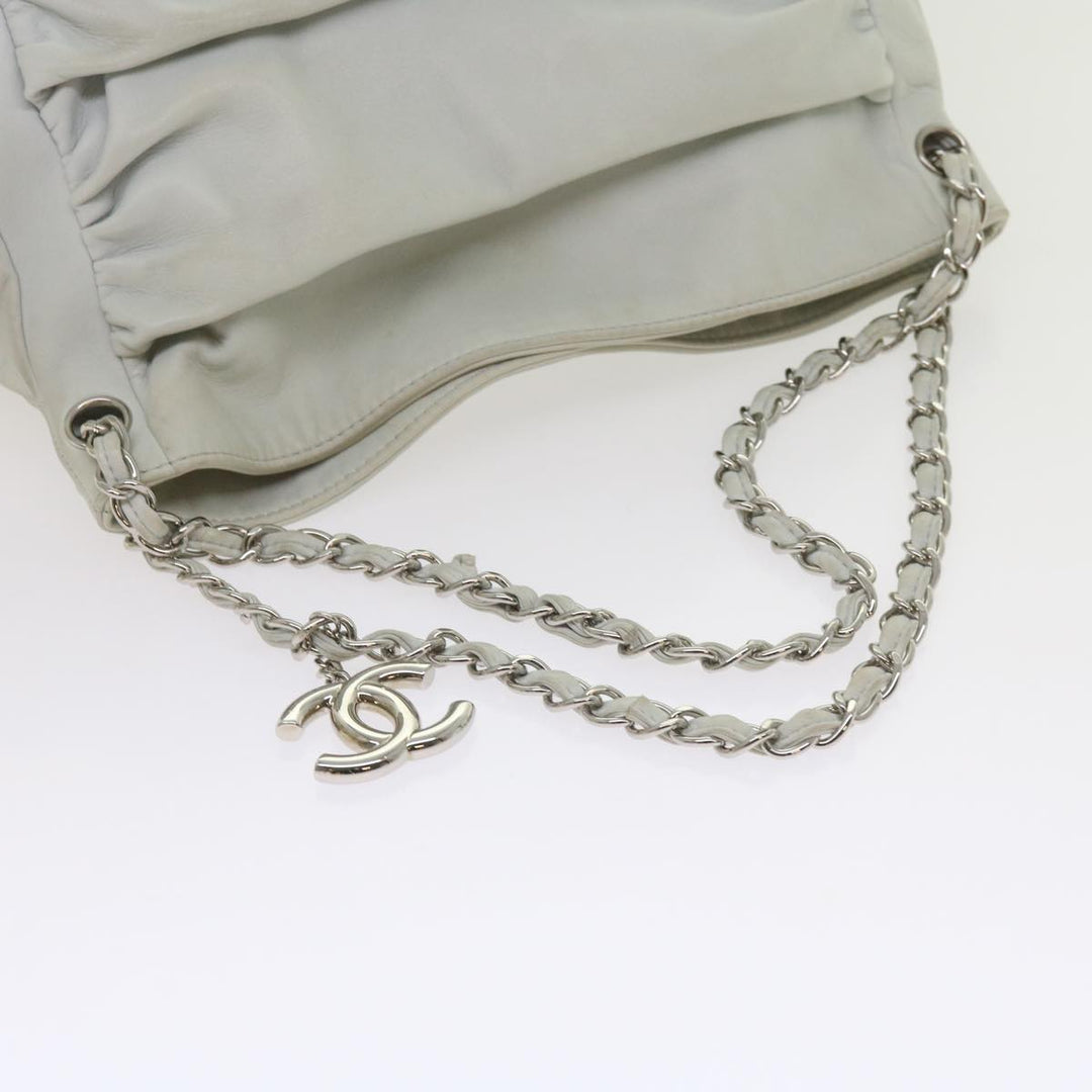 Top Quality Chanel Chain Shoulder Bag Leather White CC Auth bs10195